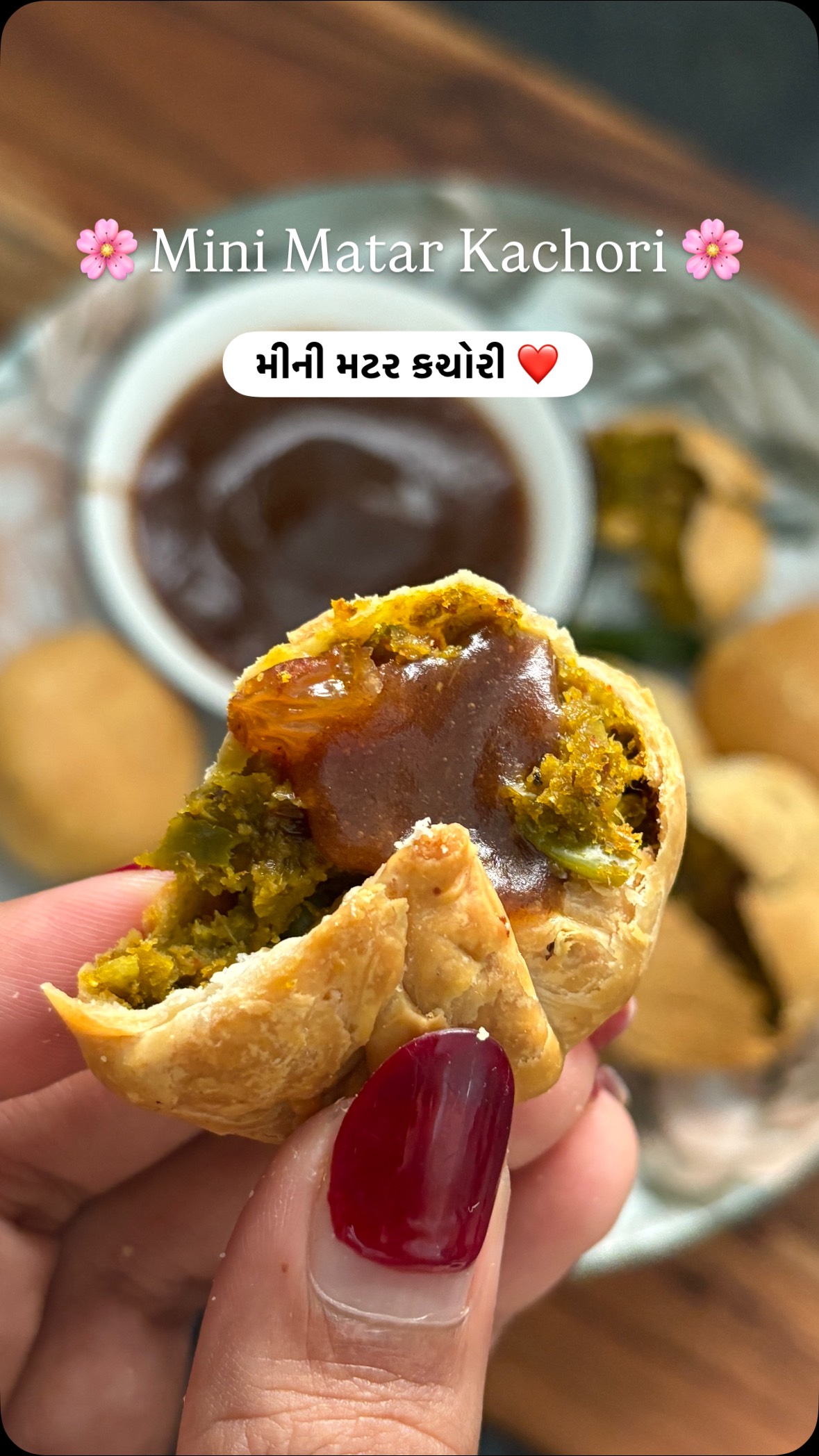 Instagram post by @cook_with_dhruvi for COSORI. Caption reads: Mini Matar Kachori😍✨
.
Crispy outside, soft....