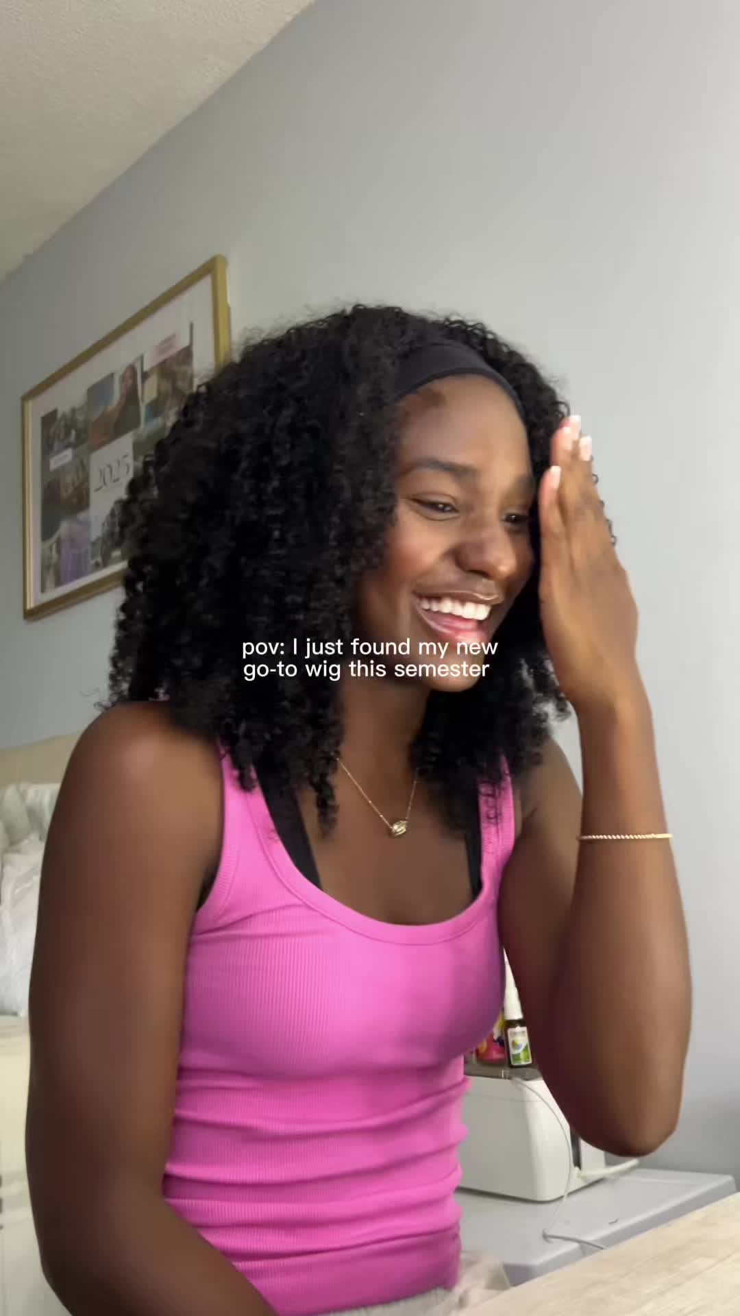 TikTok post by @kayleeemal for OQHAIR. Caption reads: 20’ Afro Curly Wig! So quick and easy!! #oqhair....