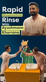 Instagram post by @thejhumroo for Dettol India. Caption reads: #BanegaSwasthIndia | When Ayushmann Khurrana....