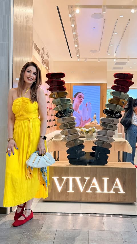 Instagram post by @official.vineeta_fashion for VIVAIA. Caption reads: Vivaia Grand Opening ✨ Satin Sneakerinas, Mary....