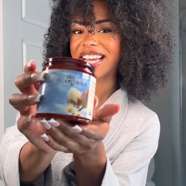 Instagram post by @destineewray for Sky Organics. Caption reads: @skyorganics.us to the rescue ✨
Using Organic....