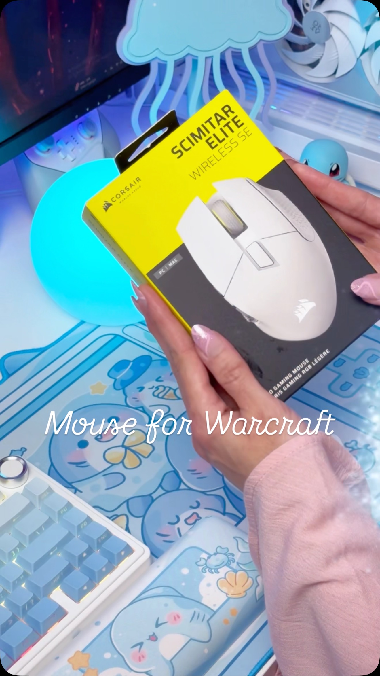 Instagram post by @mermaid_skillz for CORSAIR. Caption reads: ✨A gaming mouse for my mmo games?! Is this real....