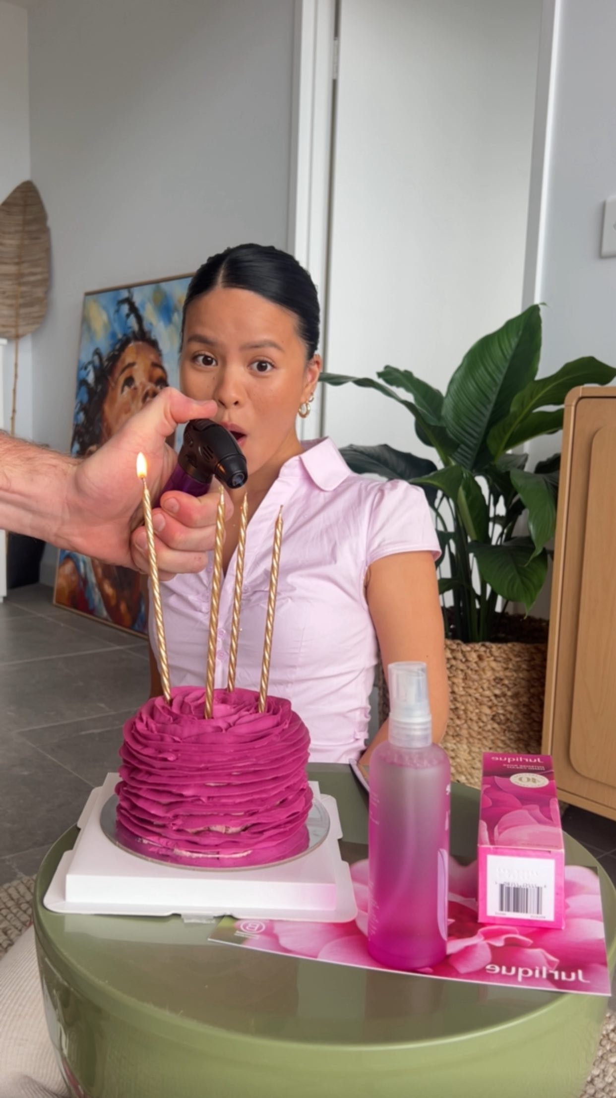 Instagram post by @prettyprogress23 for Jurlique. Caption reads: [...]  @budgysmuggler 🤣🤣🤣

Happy 40th birthday....