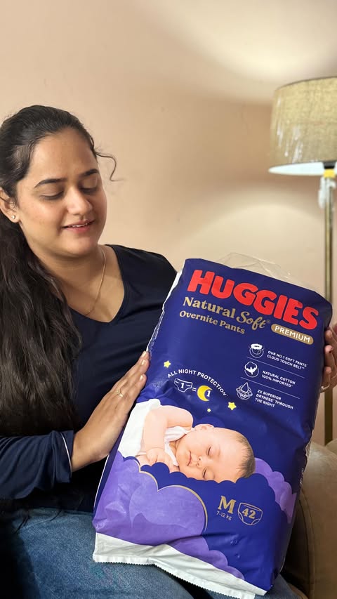 Instagram post by @nehasingh_28_03 for Huggies. Caption reads: [...] calm nights and happy mornings 💙
Huggies....
