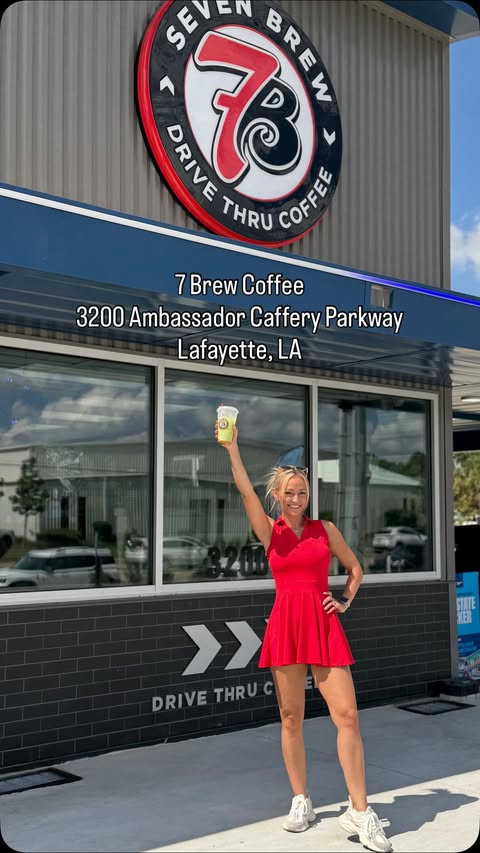 Instagram post by @brittay08 for 7 Brew Coffee. Caption reads: [...] straight to the workers at the brand....