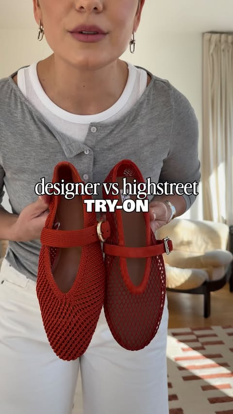 Instagram post by @claudia_berresford for Orelia. Caption reads: Designer vs highstreet shoes try-on - which ones....
