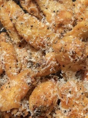 TikTok post by @alltypesofbowls for Bounty. Caption reads: #BountyPartner cacio e pepe wings just became my....