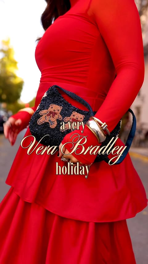 Instagram post by @audreekatelopez for Vera Bradley. Caption reads: Your holiday outfits just found their perfect....