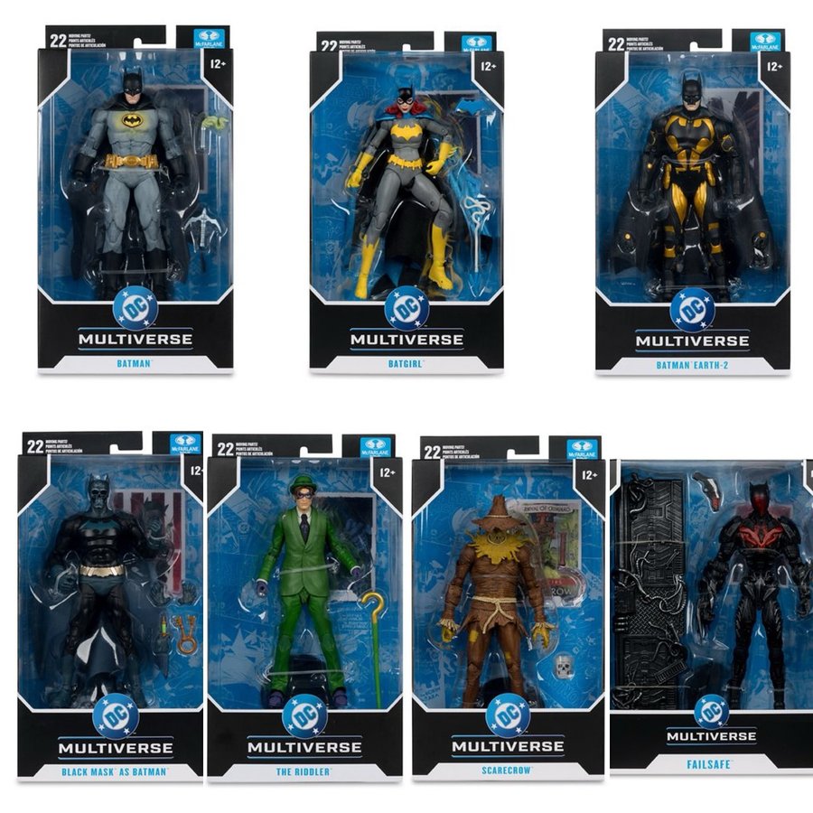 Instagram post by @inpursuitoftoys for Entertainment Earth. Caption reads: New McFarlane Toys DC Multiverse figures are live....