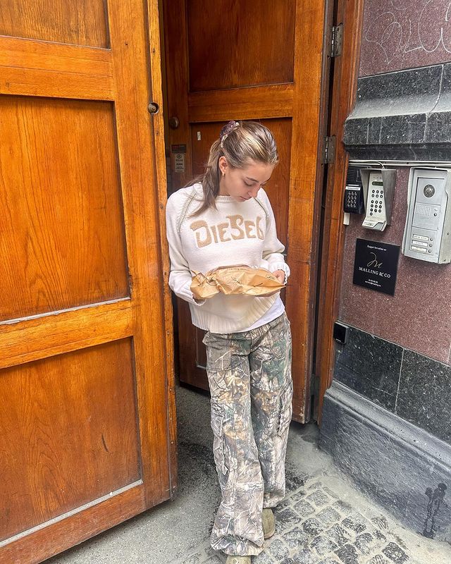 Instagram post by @izabellalovstad for Revice Denim. Caption reads: slow mornings🫶🏻🫶🏻 gifted/tags.
