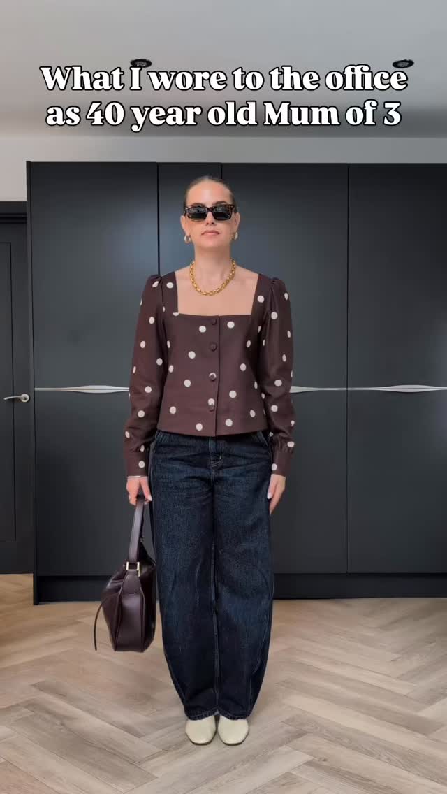 Instagram post by @styledby_mrsj for Soeur. Caption reads: Would you wear polka dots to the office? Here’s....