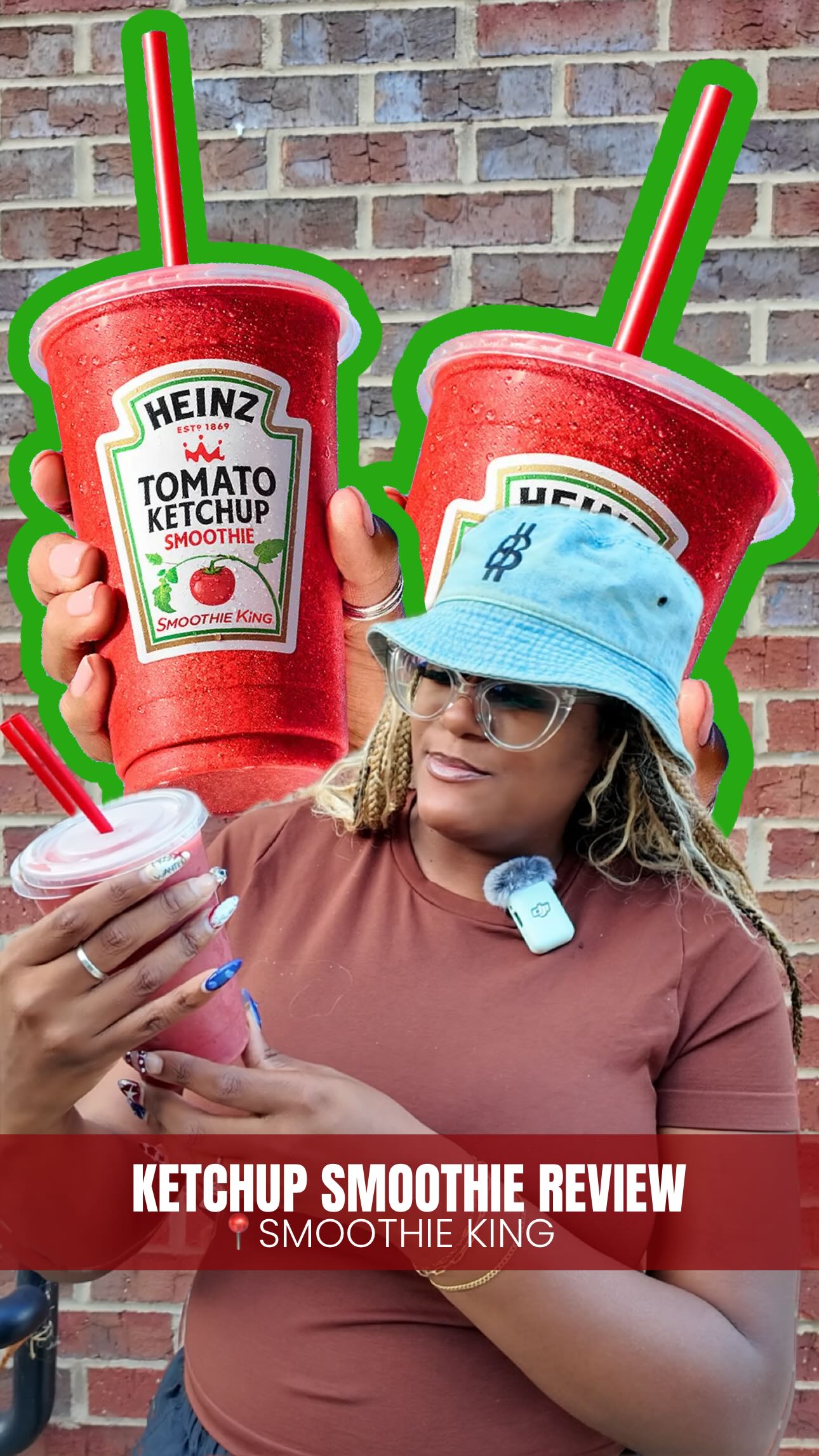 Instagram post by @hungryhomegirl for Smoothie King. Caption reads: NEW TOMATO KETCHUP SMOOTHIE🍅🥸

Y’all, I can’t....