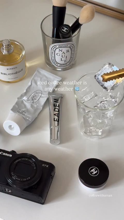 Instagram post by @coffeewithaman for Dieuxskin. Caption reads: [...] winter my coffee is iced, and my skin is dry....