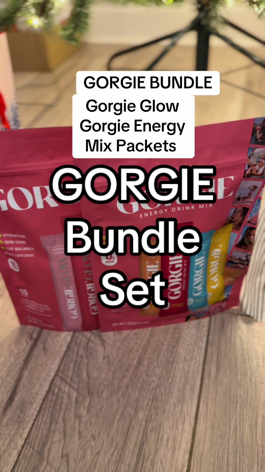 TikTok post by @queen_ellle for GORGIE. Caption reads: [...] like 27 gifts ! one bag of 15 Gorgie glow....