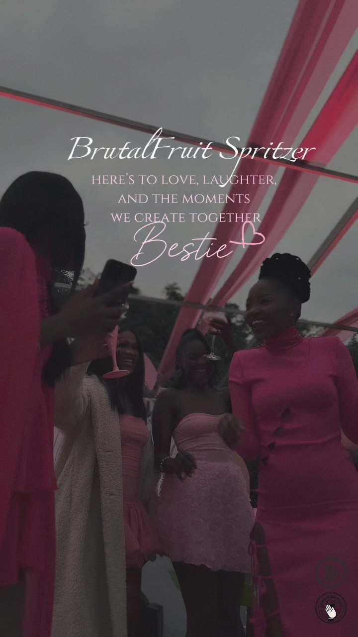 Instagram post by @mwaka_hal for Brutal Fruit. Caption reads: We all belong at Brutal Fruit Spritzer Saturday....