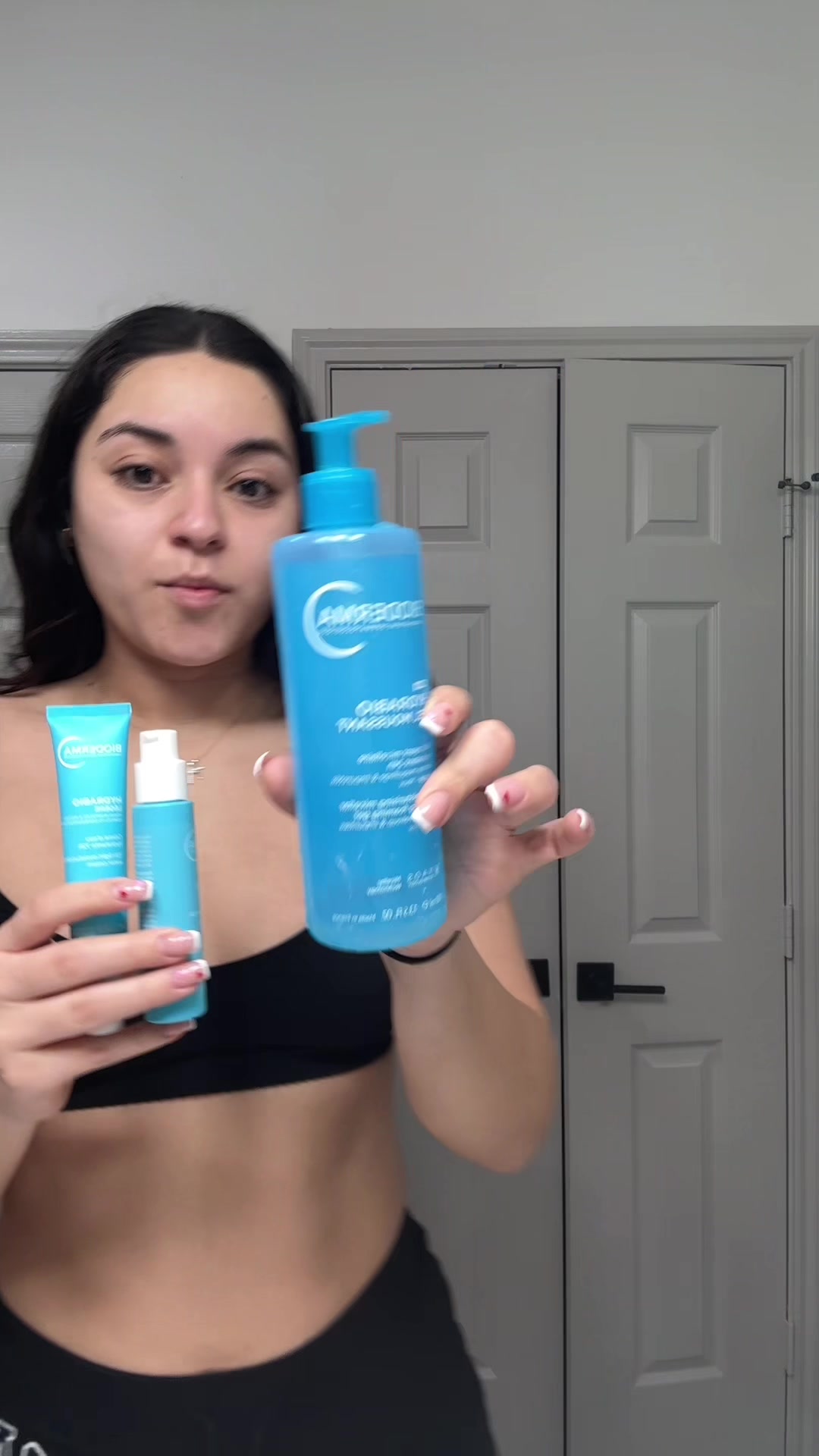 TikTok post by @stephxni_farias for BIODERMA USA. Caption reads: [...] I will be repurchasing for sure! @BIODERMA....
