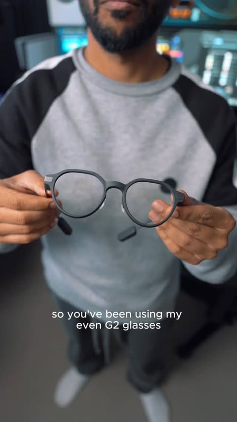 Instagram post by @techknow_biz for Even Realities. Caption reads: [...] the power of the Even G2 glasses....