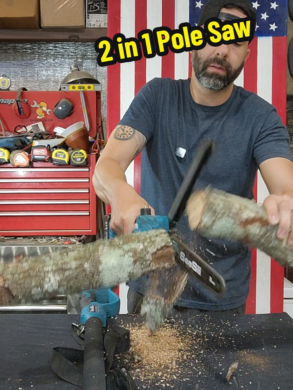 TikTok post by @shuckyducky121 for Seesii. Caption reads: SeeSii 2 in 1 Cordless Pole Saw & Mini Chainsaw....