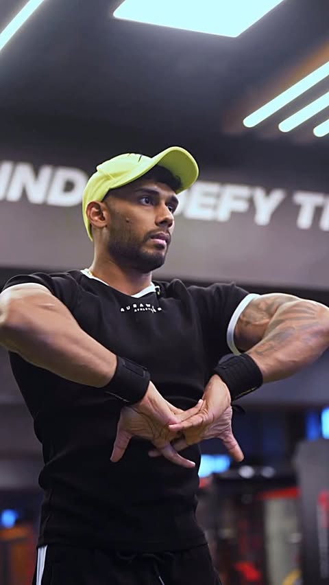 Instagram post by @raja_ajith for MuscleBlaze. Caption reads: [...] fun. 🤓 #partnership Powered by #muscleblaze....