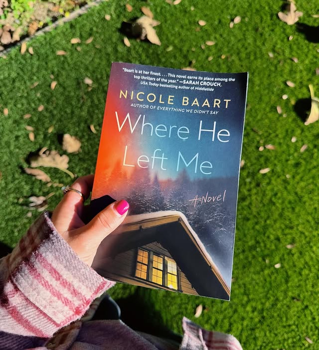 Instagram post by @rumi.nations for Atria Books. Caption reads: WHERE HE LEFT ME by @nicolebaart is a winter....