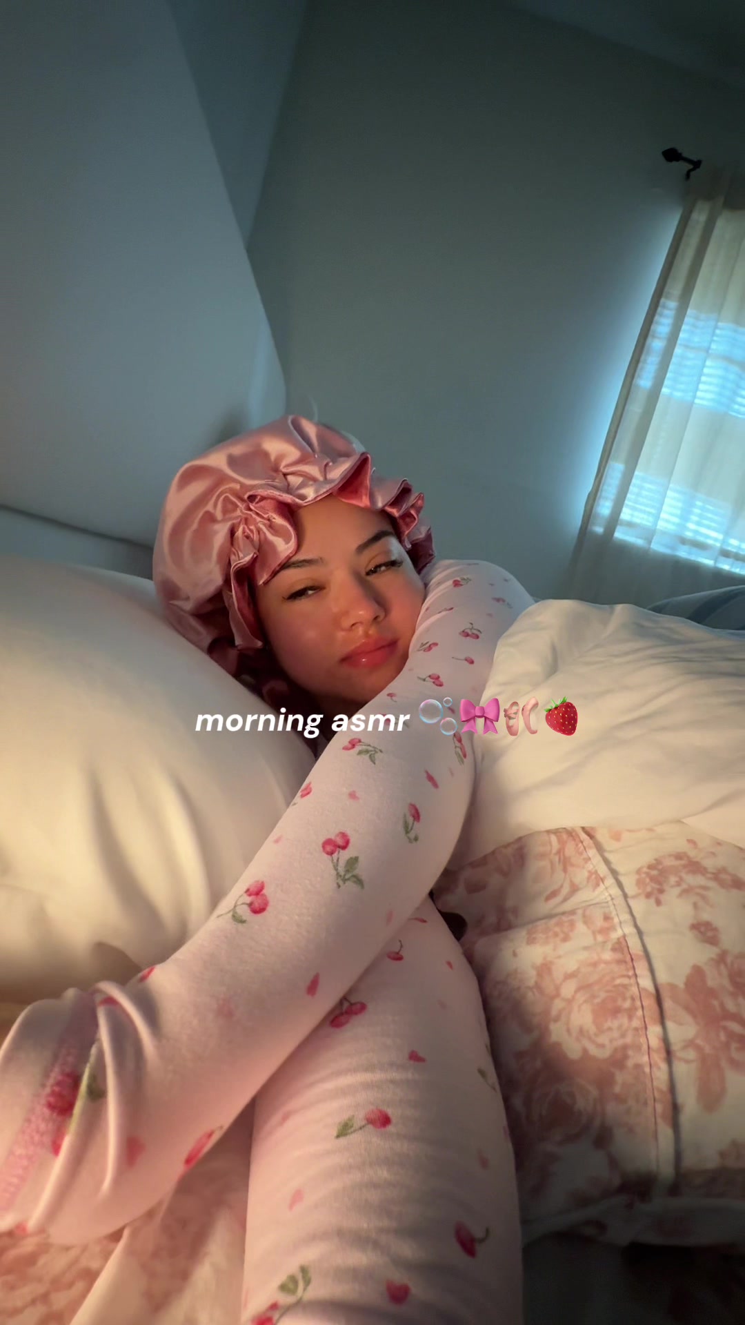 TikTok post by @officialmichellcc for TheraBreath. Caption reads: You’re on the right side of tiktok 🤍 Pjs:....