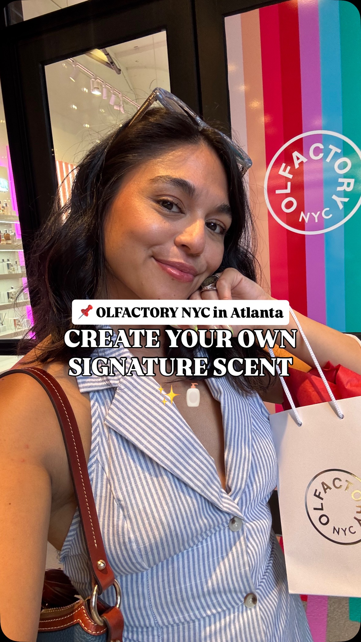 Instagram post by @theandreaandrade for Olfactory NYC. Caption reads: [...] to create my own signature scent at....