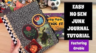 YouTube post by @thriftyday for Grabie Art. Caption reads: Easy NO SEW Junk Journal  / Junk Journal Tutorial....