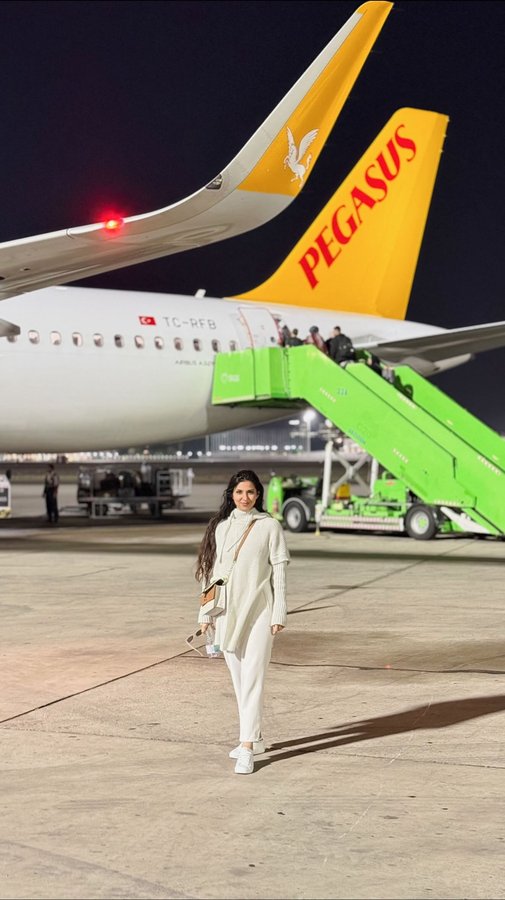 Instagram post by @selenajinah for Pegasus Airlines. Caption reads: Landed in Istanbul with @pegasusarabia ✈️ just in....