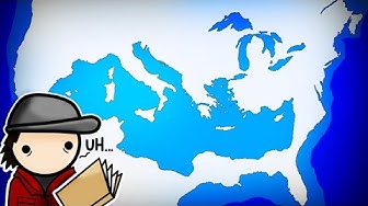 YouTube post by @AlternateHistoryHub for Storyblocks. Caption reads: What if the Mediterranean Sea Was In the Center of....