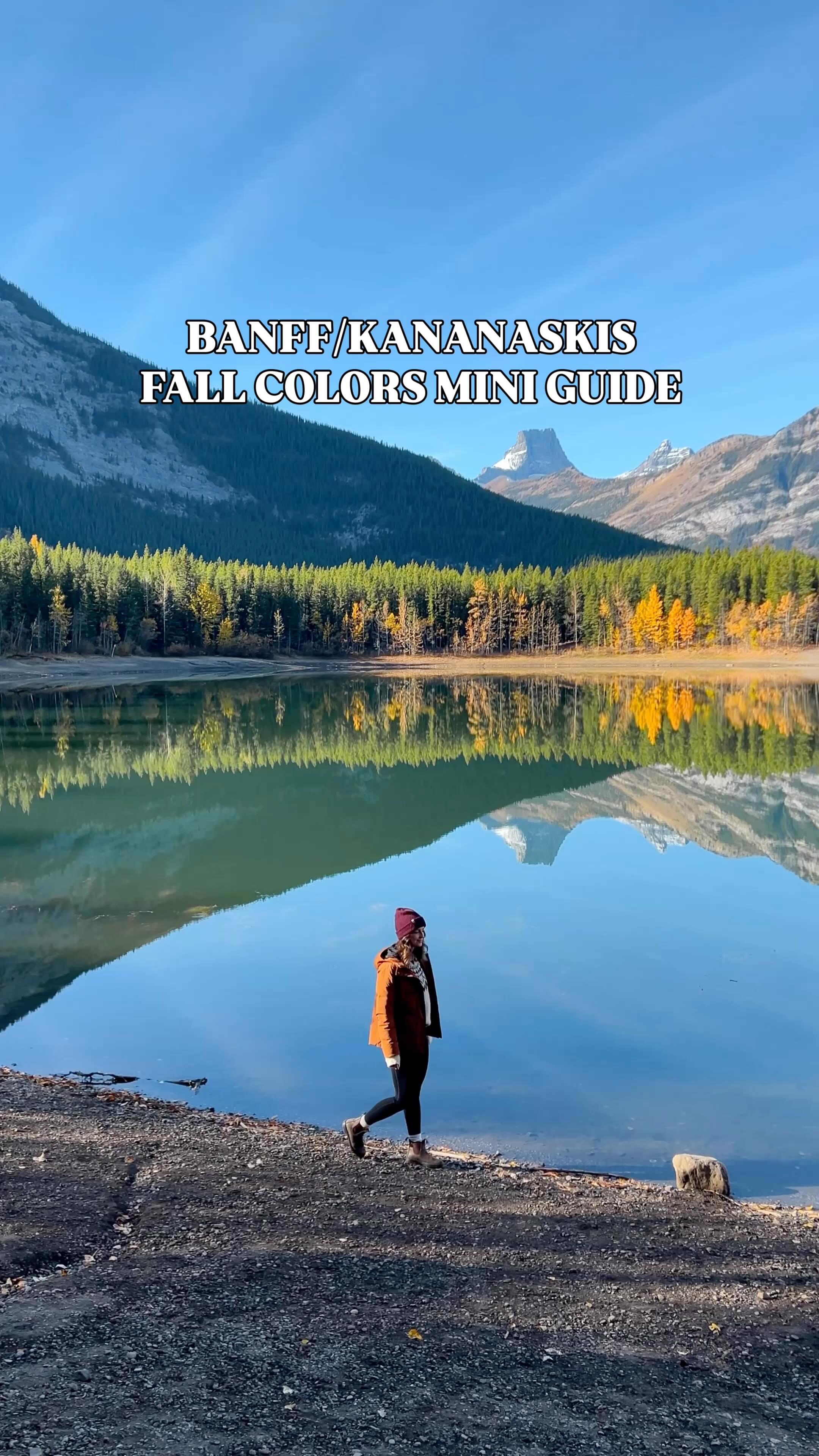 Instagram post by @dreamyadventurers for Travel Alberta. Caption reads: Save this mini guide for your Banff/Kananaskis....