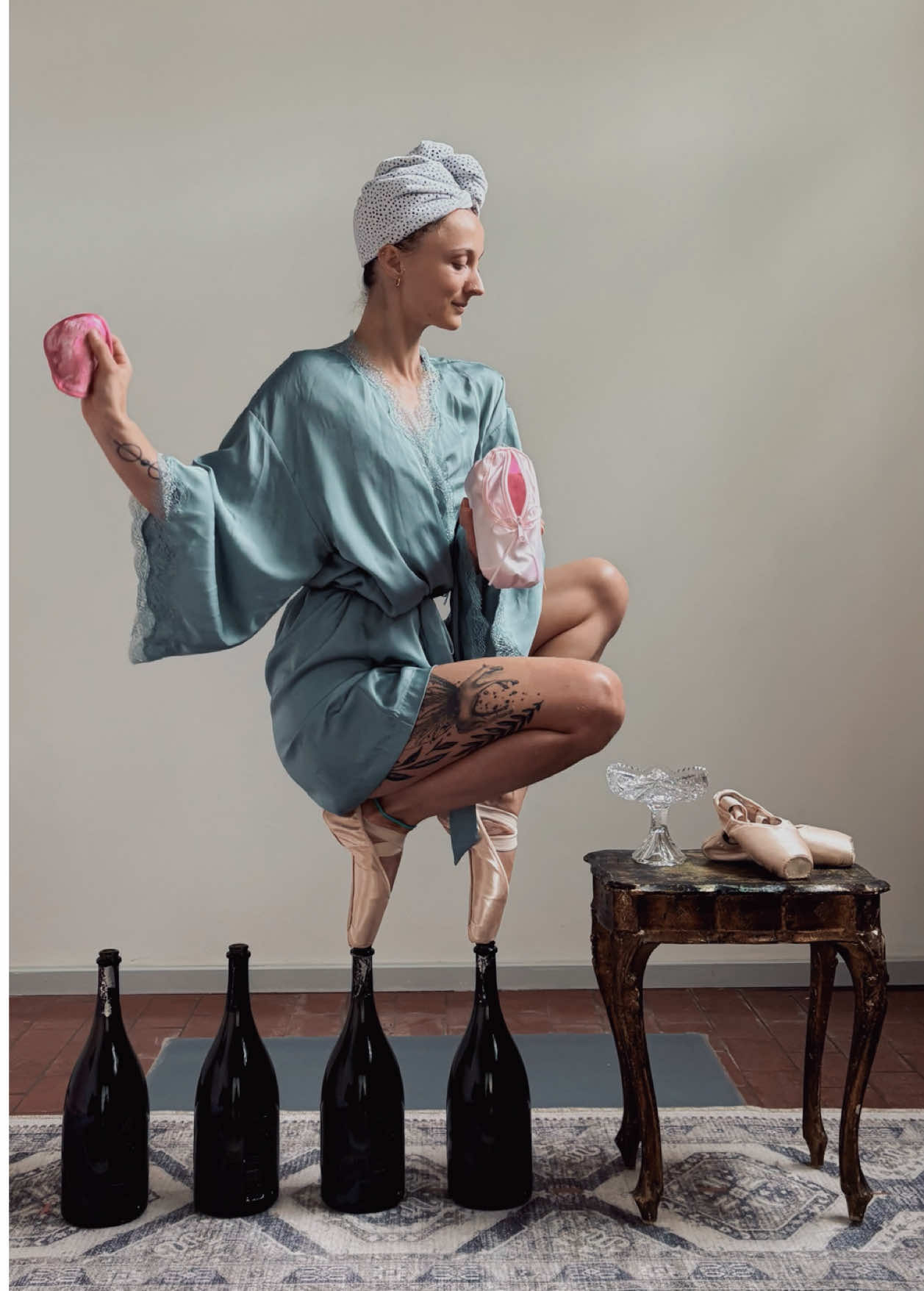 TikTok post by @bekburke for MakeUp Eraser. Caption reads: Bottle ballerina meets @The Original MakeUp Eraser....