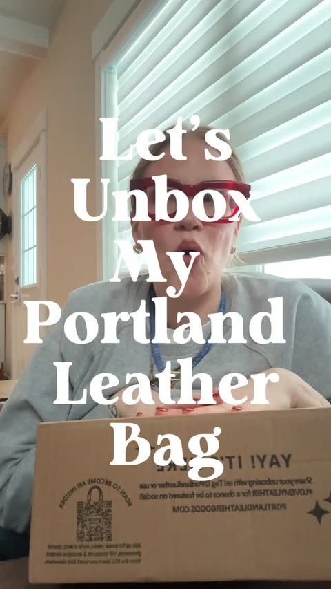 Instagram post by @mamaindenim for Portland Leather Goods. Caption reads: ad Partnering with @portlandleather 🤎 Unboxing my....