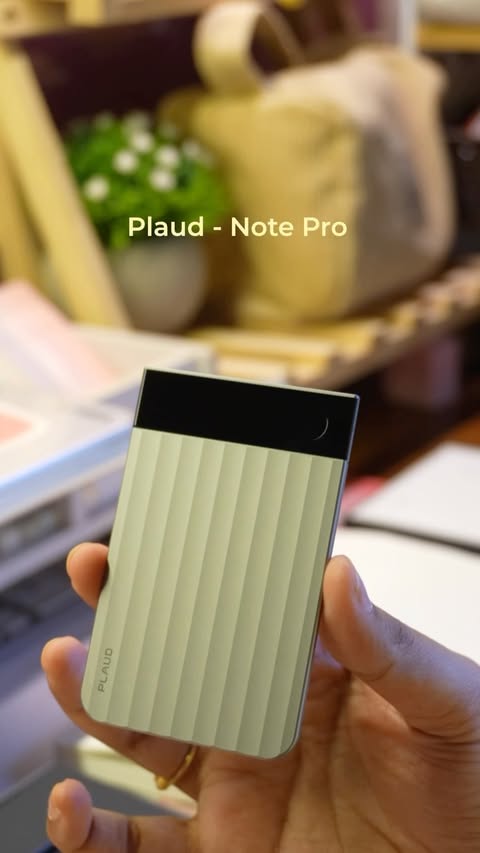 Instagram post by @withloveshivangi for PLAUD. Caption reads: Meet @plaudai_india Note Pro, your other [...].