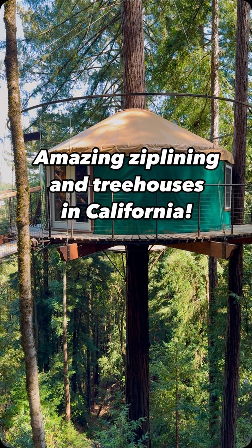 Instagram post by @alexkhachigian for Sonoma County. Caption reads: [...] of 4 occupants per treehouse) @sonomacounty....