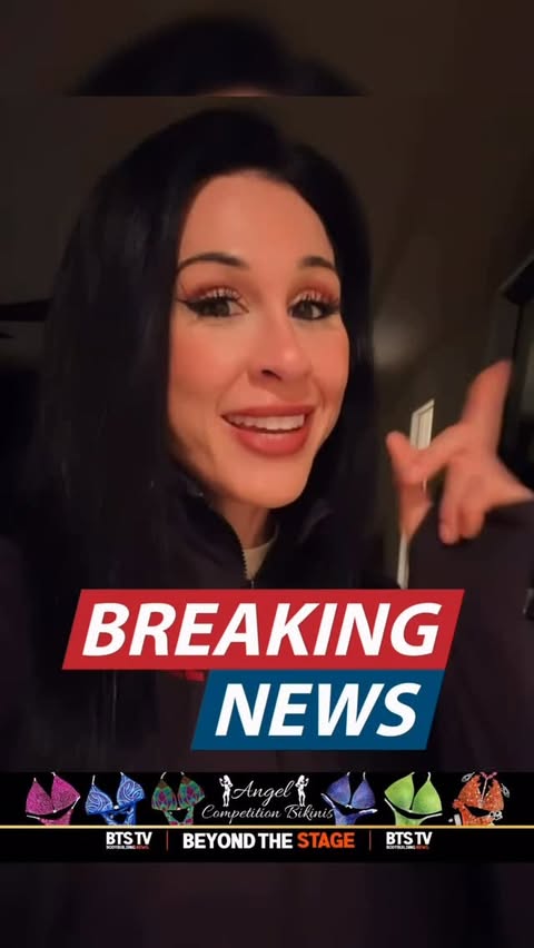 Instagram post by @beyondthestagetv_ for Angel Competition Bikinis. Caption reads: [...] has partnered with @angelcompetitionbikinis....