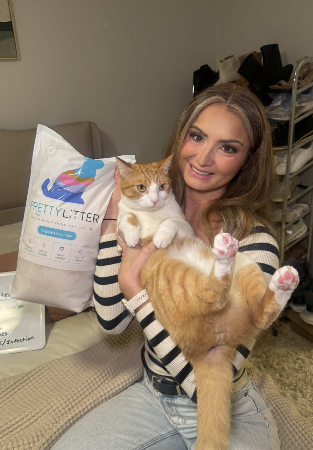 TikTok post by @orangeboyron for PrettyLitter. Caption reads: Ron is so bad @Prettylitter wants to #sponsor him…....