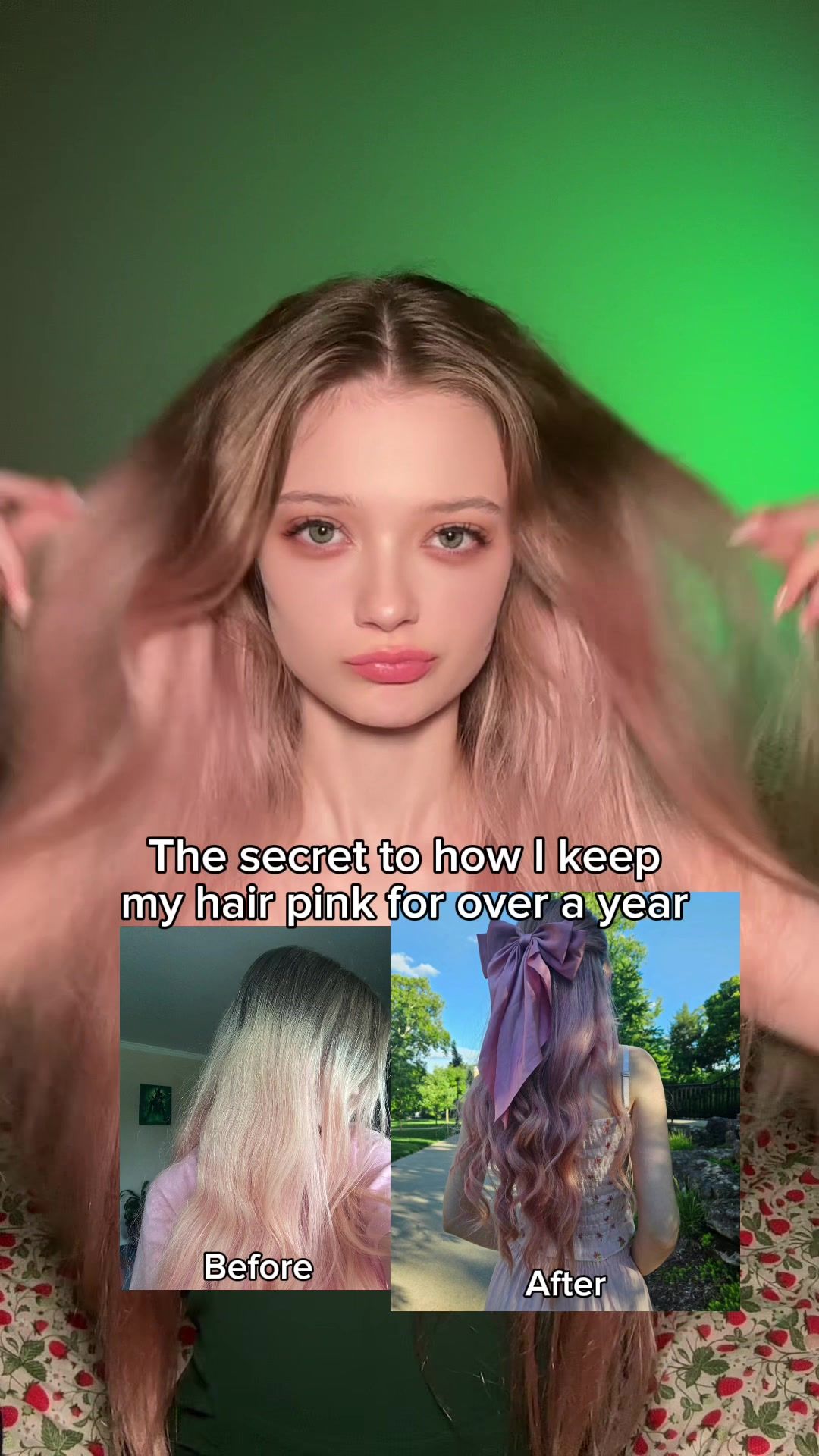 TikTok post by @helloitsjessicaa for Colorlomo. Caption reads: [...] the pink shampoo and conditioner from....