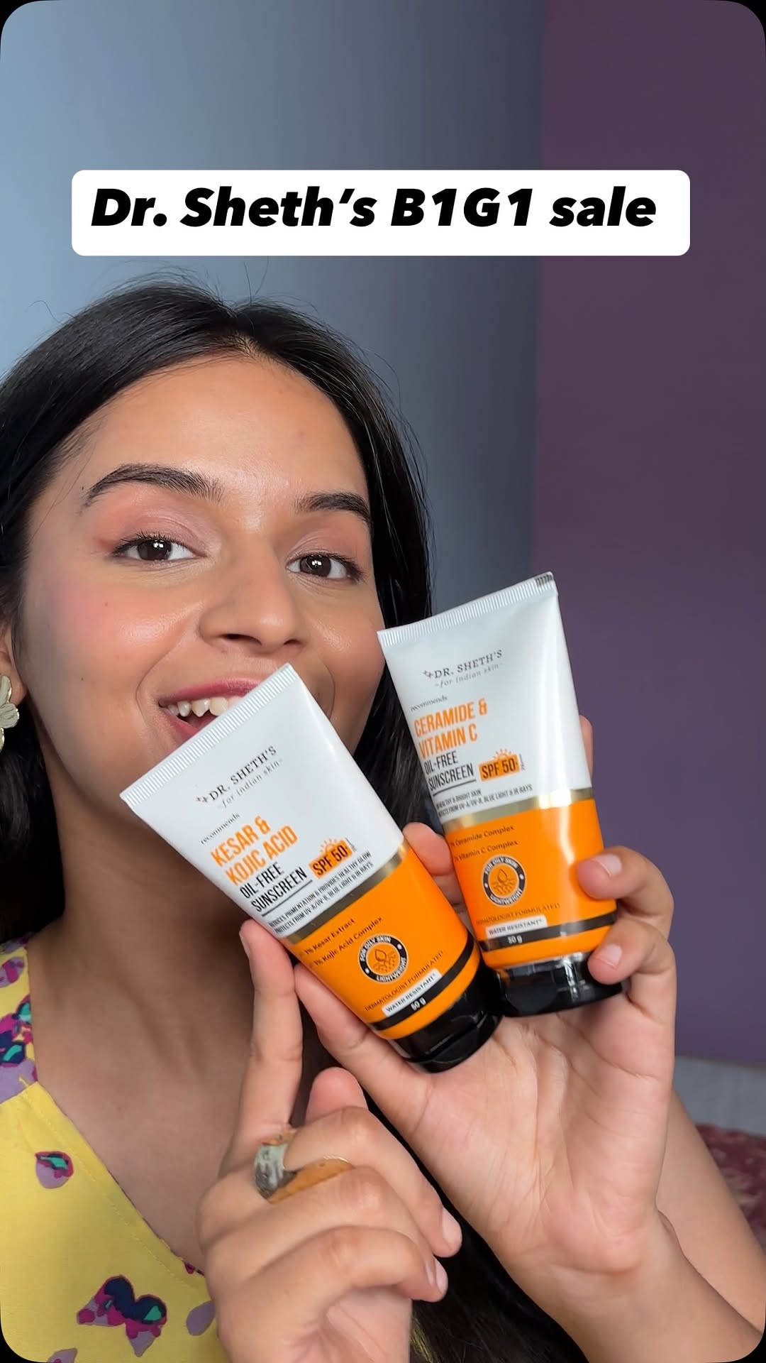 Instagram post by @byharshitaa for Dr Sheths. Caption reads: 👀🫨Dr. Sheth’s Sunscreen at just ₹250! 🤑

Buy 1,....