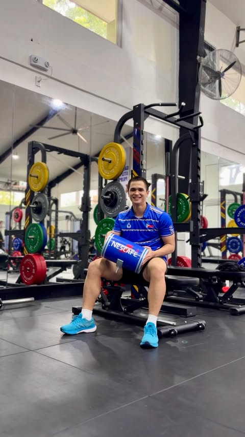 Instagram post by @alwynthisgame for NESCAFÉ Philippines. Caption reads: Some days talaga low batt sa training, but we....