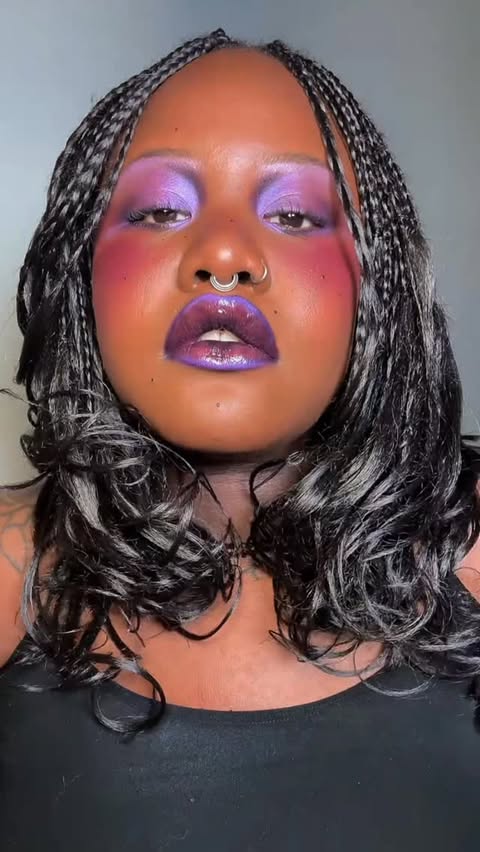 Instagram post by @namglam for Beauty Bay. Caption reads: Purple monochrome look using @beautybay ad 💜....