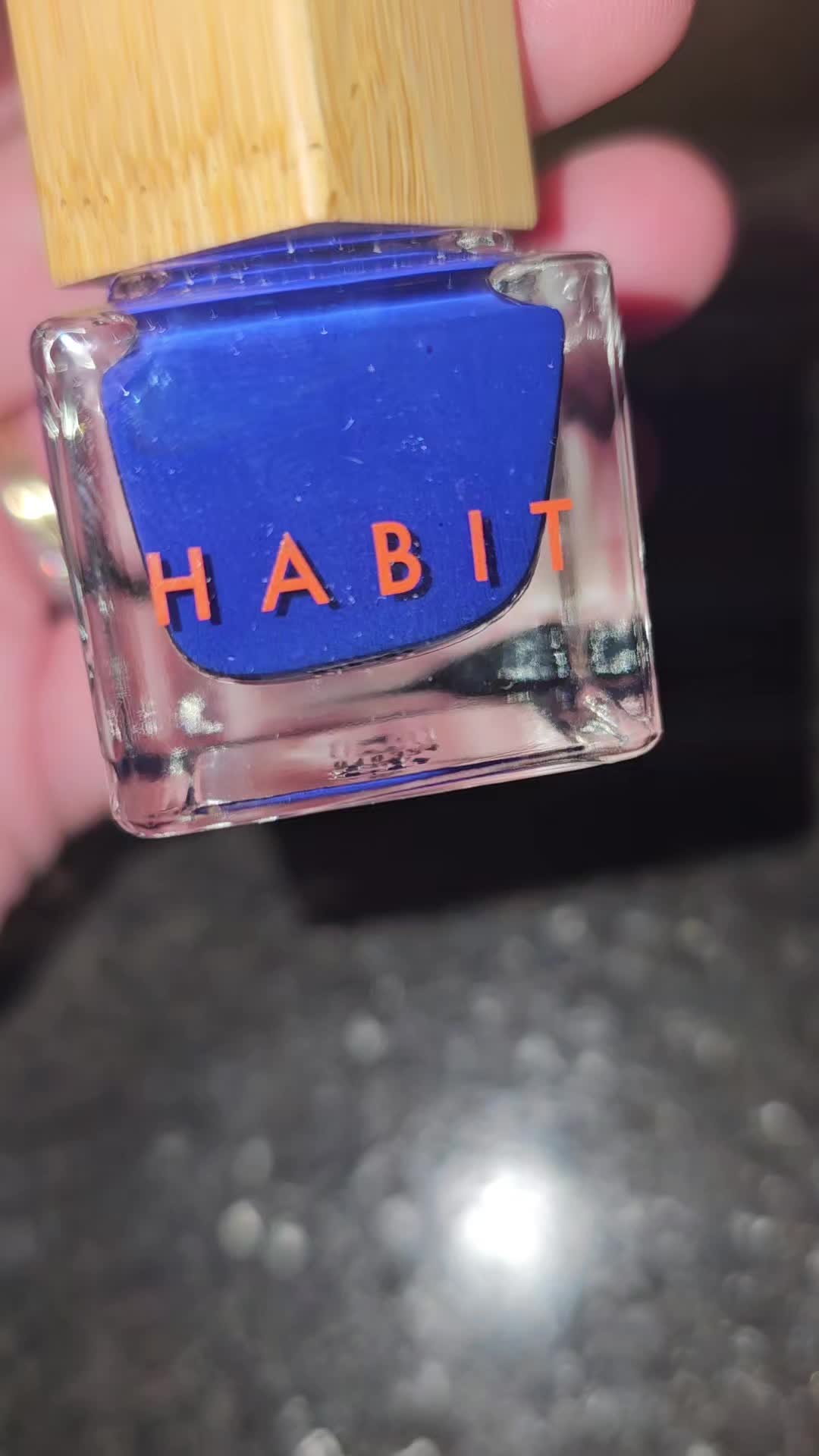 TikTok post by @samanthaw488 for Habit Cosmetics. Caption reads: #nailpolish #beautifulblue #habitcosmetics....