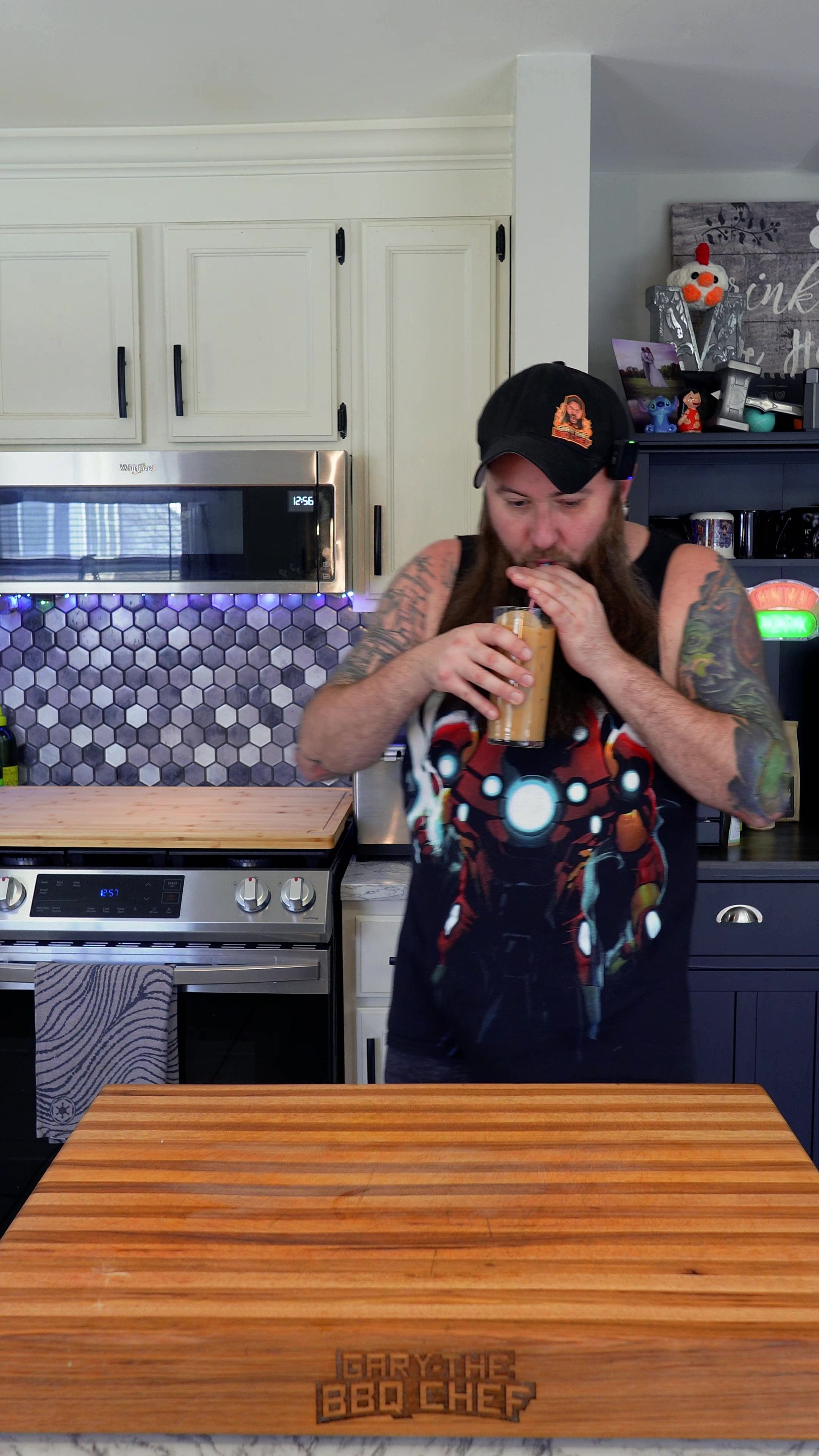 TikTok post by @garythebbqchef for Bones Coffee Company. Caption reads: Just doing what my brain wants @Bones Coffee....