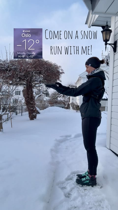 Instagram post by @running.yana for HOVERAir. Caption reads: G.R.W.M Snow Run 🏃‍♀️❄️ -12°C and LOVING....