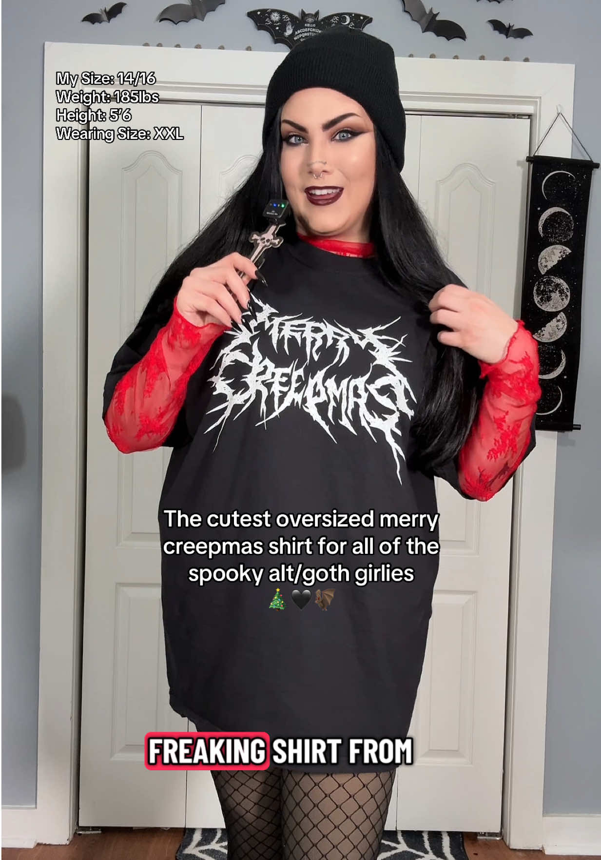 TikTok post by @nikkidrinkscraft for In Stitches Apparel. Caption reads: [...] of my spooky alt/goth ghouls from @In....