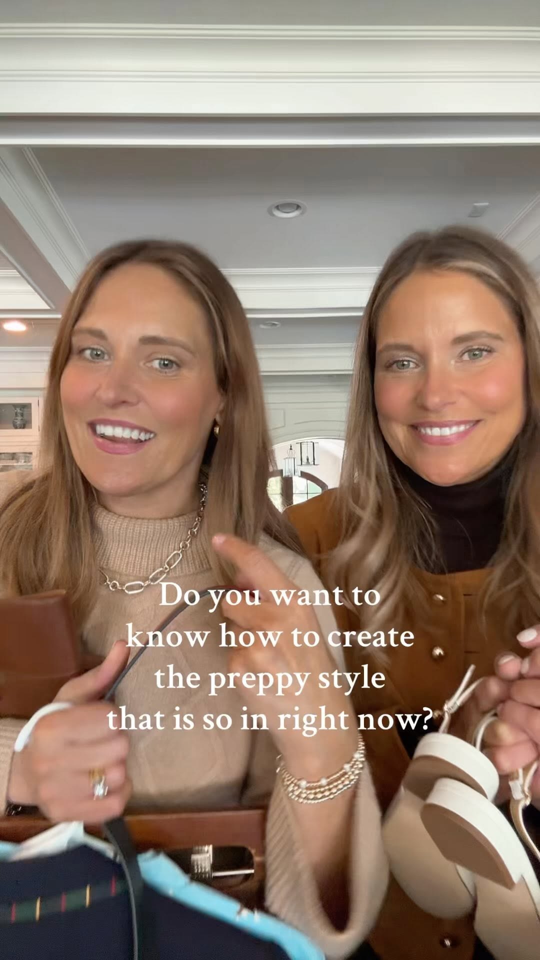 Instagram post by @tandttwintalk for Talbots. Caption reads: Preppy by design! The trend is back and here are....