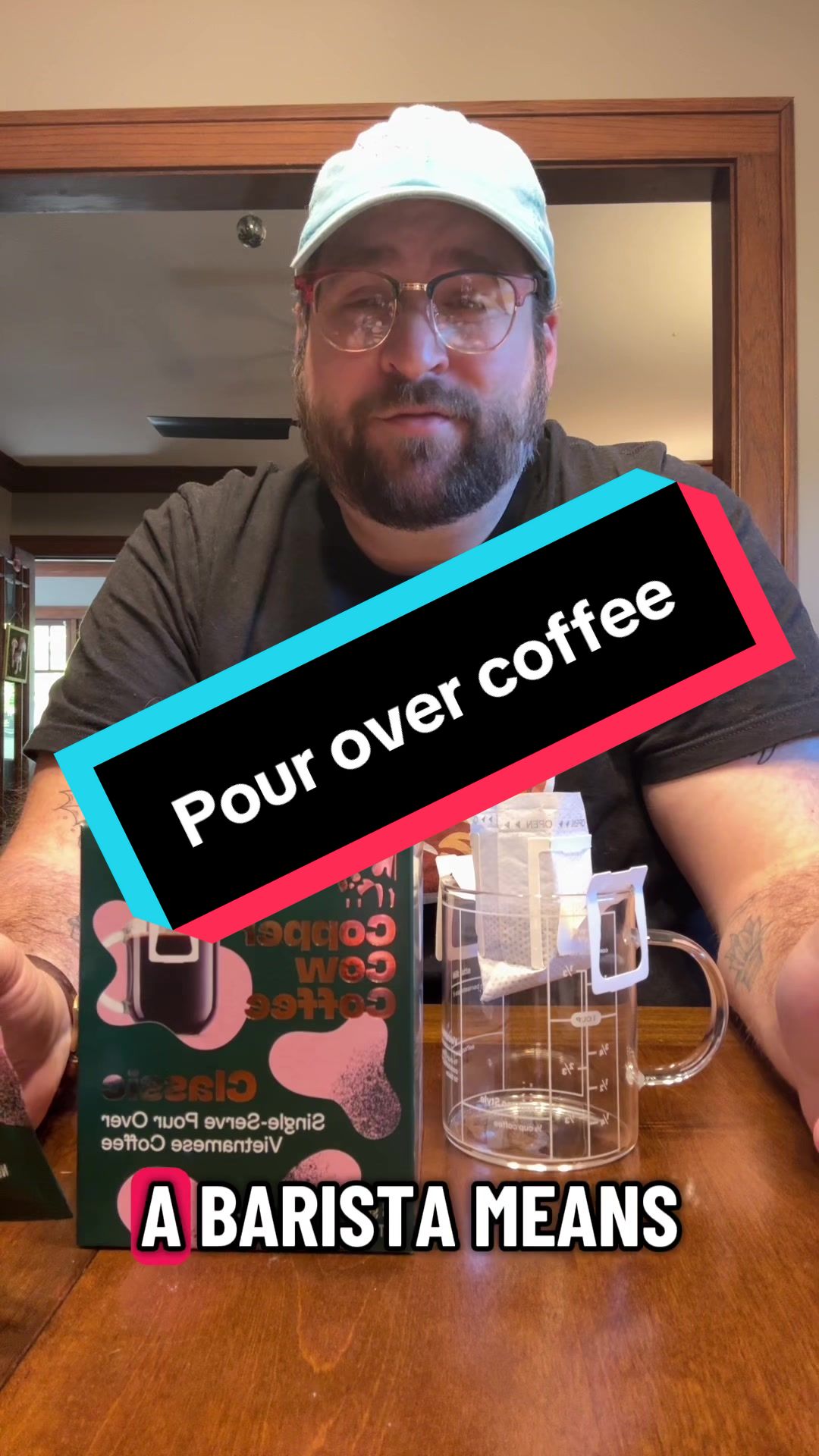 TikTok post by @joethespookybear for Copper Cow Coffee. Caption reads: Shout out to @Copper Cow Coffee for the cute mug....
