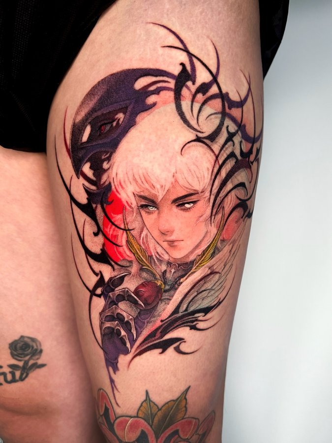 Instagram post by @intenzeasia for EZ Tattoo Supply. Caption reads: griffith from Berserk!!🤩 thanks so much! Was so....