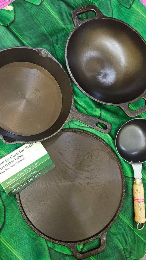 Instagram post by @deepika_karnatapu for The Indus Valley. Caption reads: [...] Toxin Free Cast Iron Cookware From....