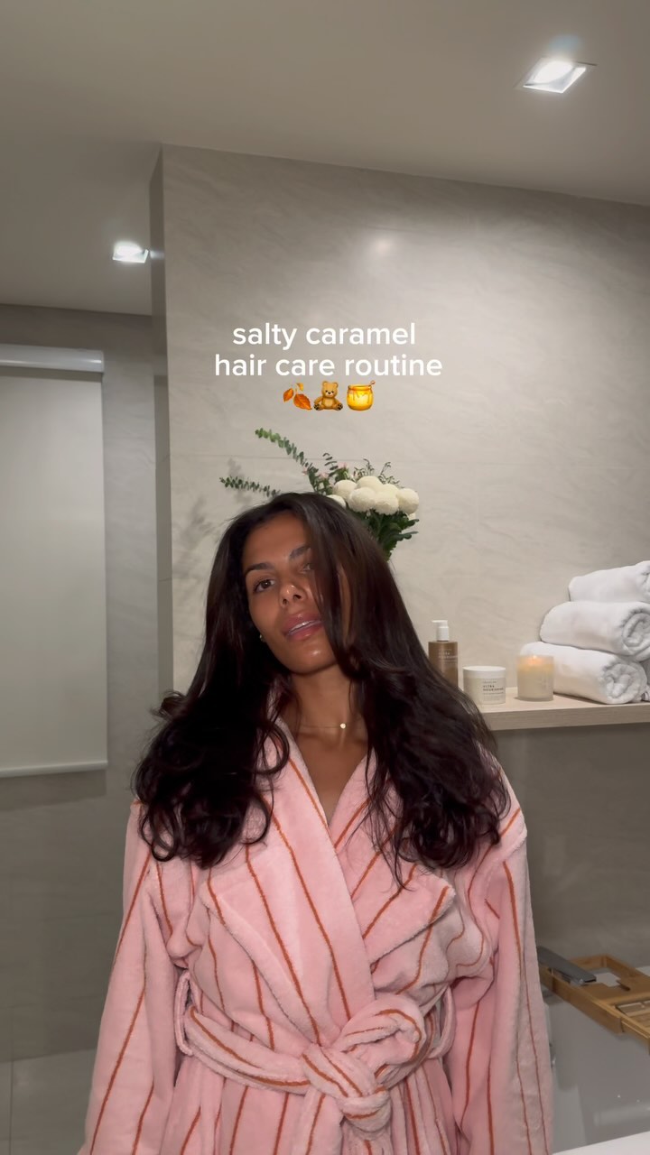 Instagram post by @endlessmomdiary for BEAUTY PIE. Caption reads: salty caramel hair care routine 🧸🪵🍯🍂

all....