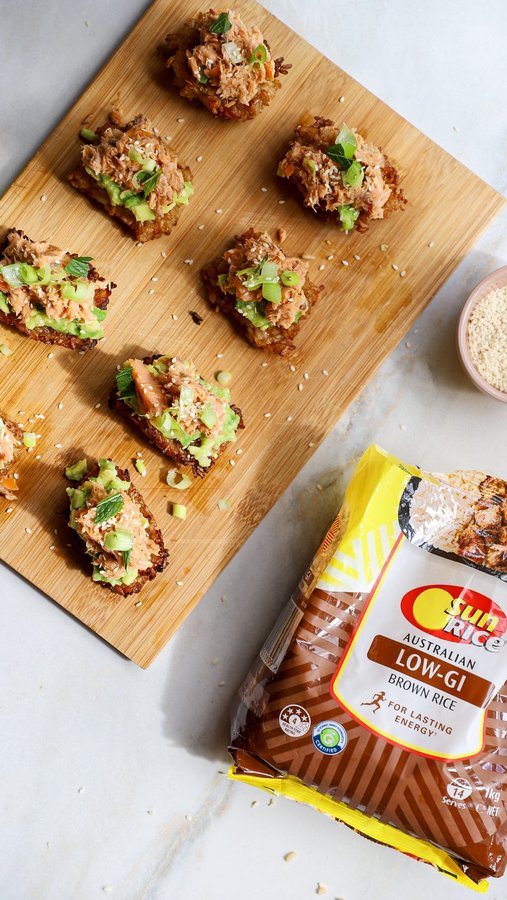 Instagram post by @lalasplate for SunRice. Caption reads: Crispy, golden, and packed with flavour - These....